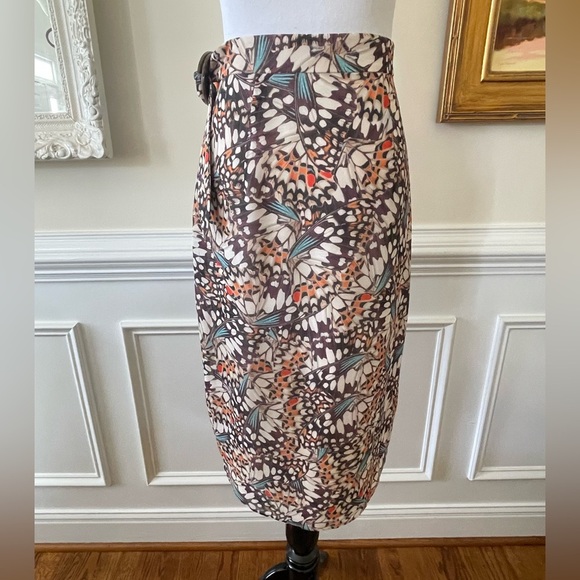 New Anthropologie Hutch Butterfly Wrap Printed Midi Skirt 2 - Picture 7 of 9